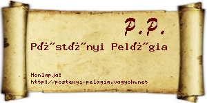 Pöstényi Pelágia névjegykártya